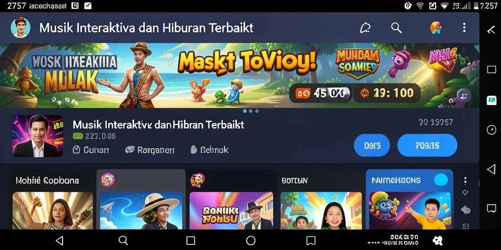 Tampilan antarmuka interaktif aplikasi musik dengan gameplay yang menarik.