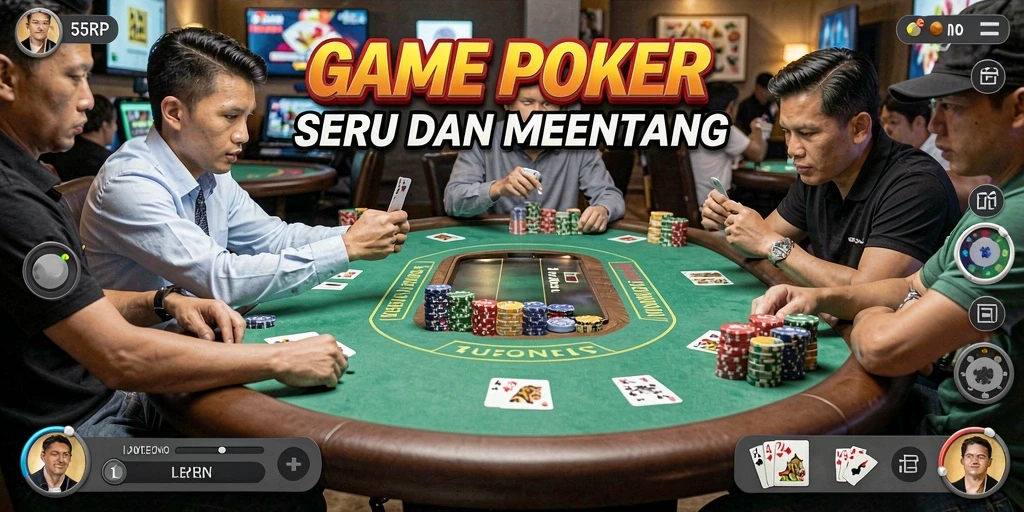 Screenshot gameplay Poker yang mendebarkan di 55RP.