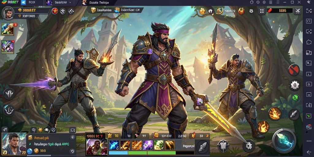 Tampilan screenshot gameplay 988BET yang menampilkan pertarungan epik dalam ARPG.