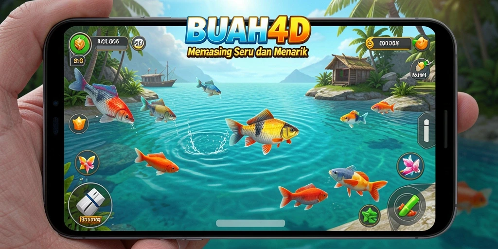 Screenshot gameplay BUAH4D yang menampilkan aksi memancing seru