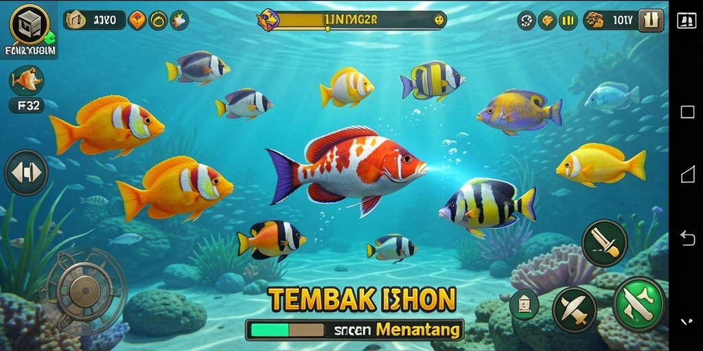 Gameplay F32 menampilkan aksi menangkap ikan yang seru dan menantang.
