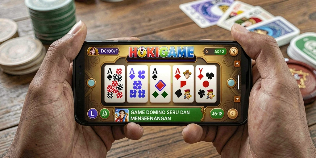 Tampilan gameplay menarik dari HOKIGAME di dalam permainan Domino.