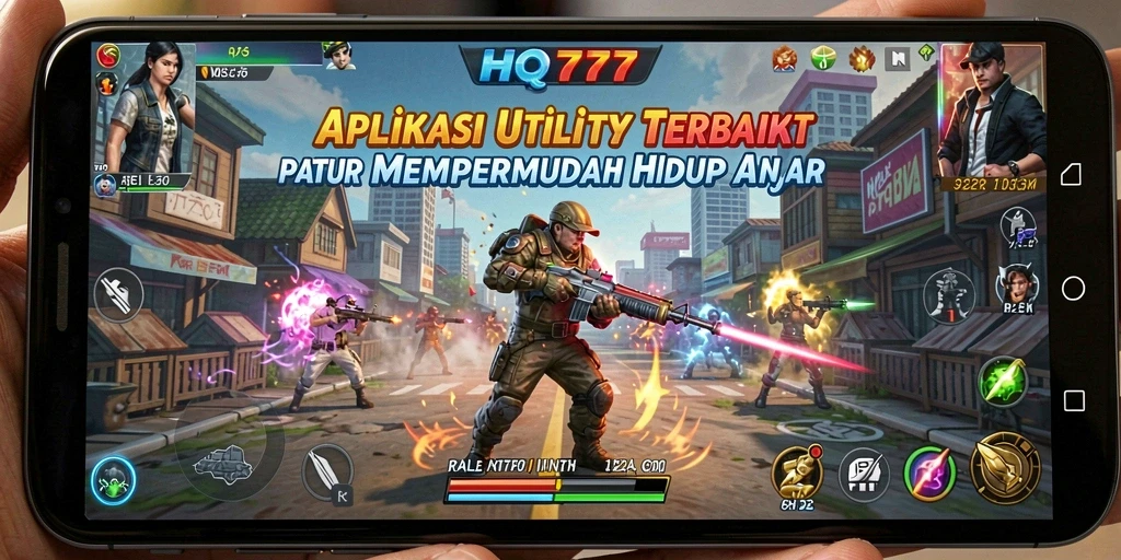 Tampilan utama HQ777 dengan fitur-fitur Utility yang praktis.