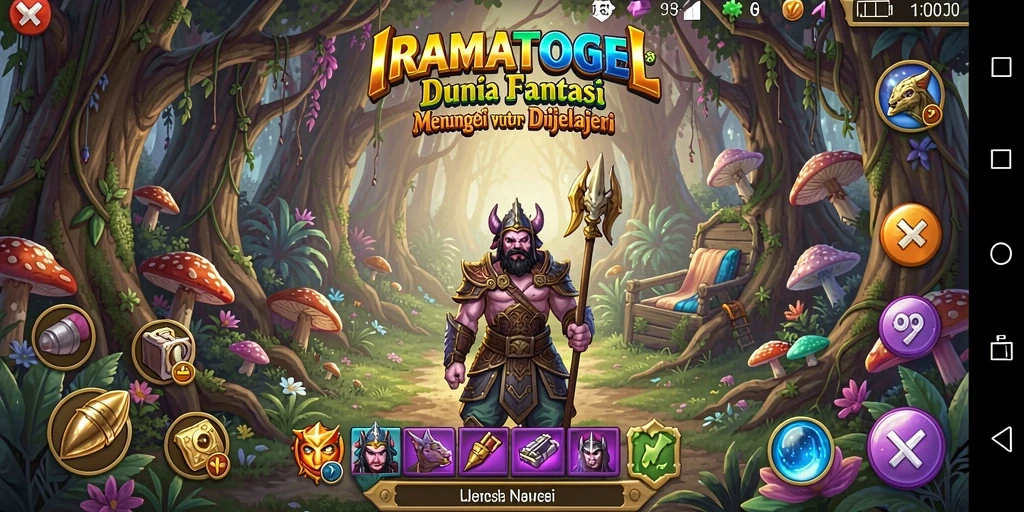 Tampilan gameplay <strong>IRAMATOGEL</strong> menampilkan pertarungan epik dalam dunia fantasi.