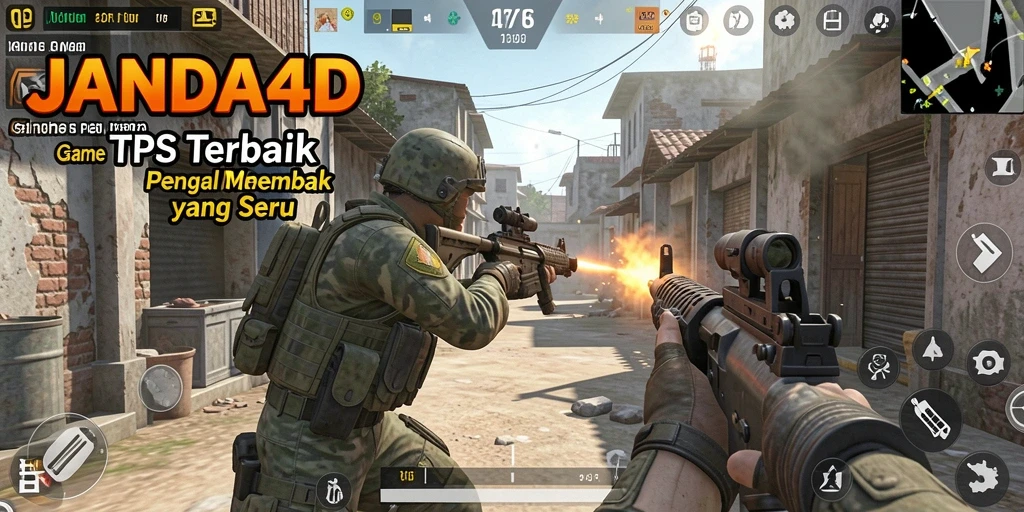 Tampilan gameplay seru dari JANDA4D dengan aksi tembak-menembak yang menegangkan.