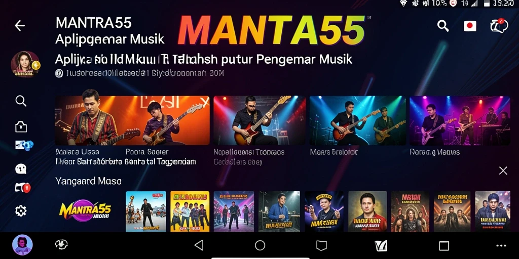 Tangkapan layar <strong>MANTRA55</strong> menampilkan antarmuka aplikasi saat mendengarkan musik.