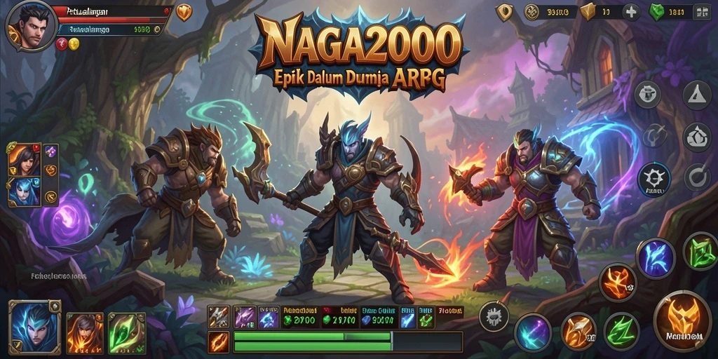 Tangkapan layar gameplay NAGA2000 menampilkan pertarungan seru melawan monster raksasa.