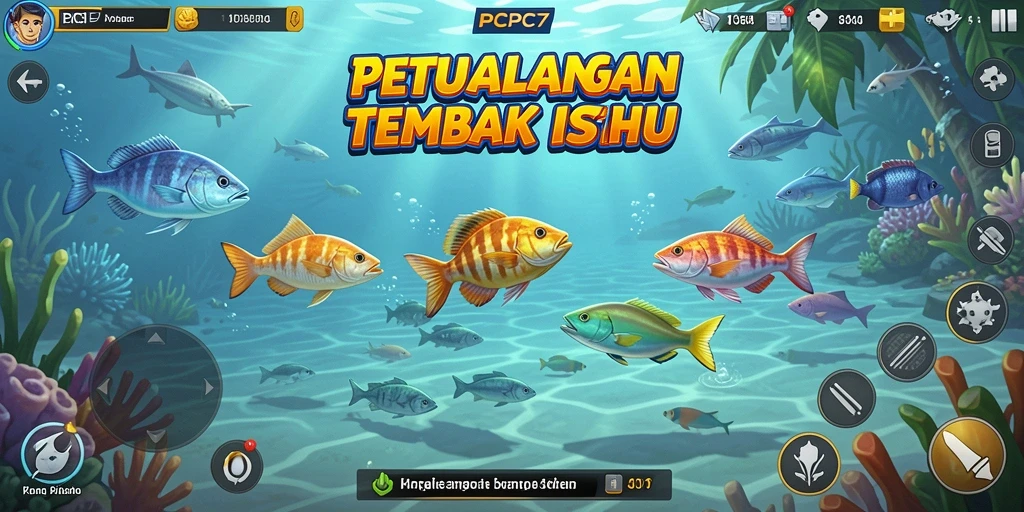 Gameplay PCPC7 yang seru dan penuh warna, nikmati pengalaman memancing ikan.