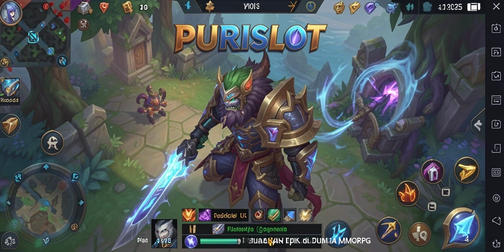 Tampilan gameplay PURISLOT yang menampilkan aksi petualangan MMORPG.