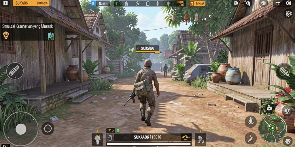 Screenshot gameplay <strong>SUKA86</strong> menunjukkan interaksi karakter yang mendalam.