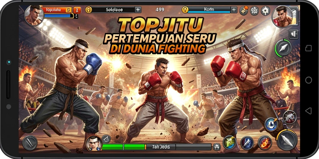 Tampilan gameplay seru dalam pertempuran di TOPJITU.
