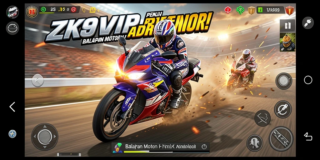 Gameplay balapan motor yang seru dan mendebarkan.